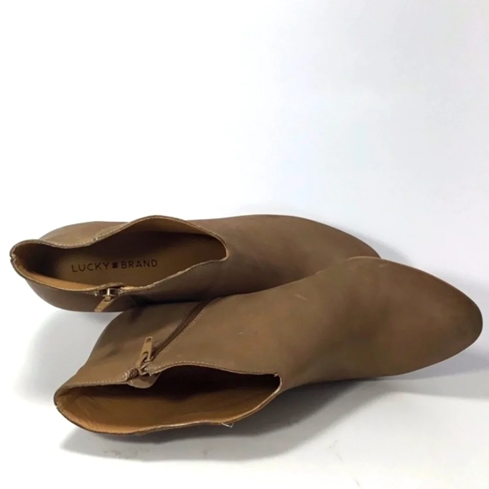 Lucky Brand Tan Sarla Leather Booties Size 9.5 M